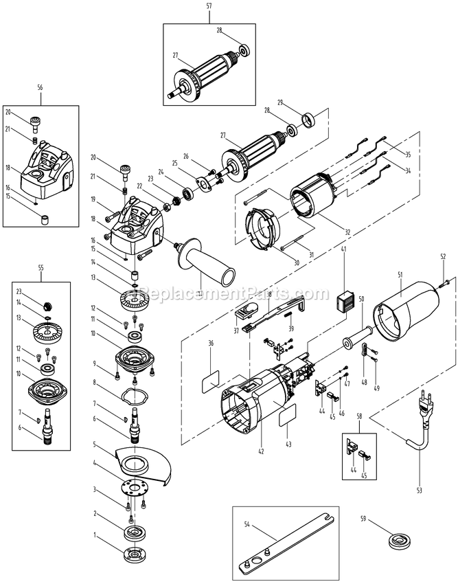 Black and Decker KG915K-AR (Type 2) 900w Small Angle Grinder Power Tool Page A Diagram